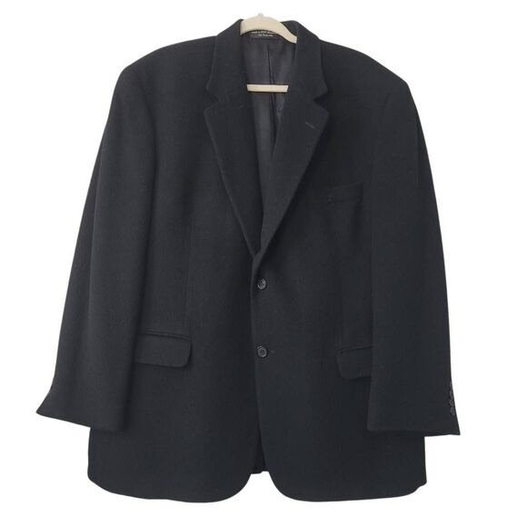 Club Room Black Camel Hair Coat Blazer Suit Jacket Mens 46R Soft 2 Button Classi - Picture 1 of 10